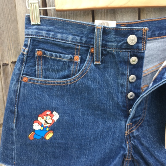 NWT Levi’s x Super Mario 501 Jean Shorts Blue 26 - Picture 14 of 15